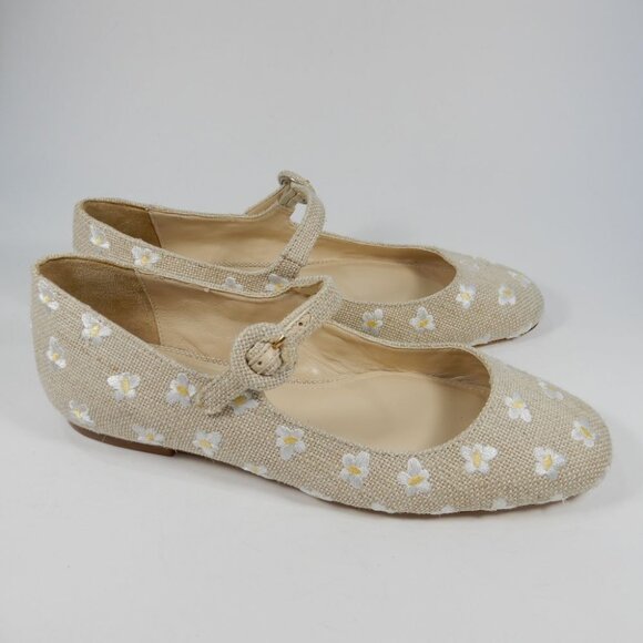 New! Larroude Beige Floral Flats - Picture 4 of 12
